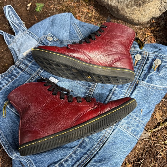 Dr‎ Martens Leyton Ankle Boots Womens Size 6 Maroon Leather Oxford Casual Vamp - Picture 6 of 11